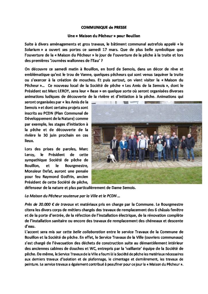 Communiqué de presse – OUVERTURE Maison du Pêcheur